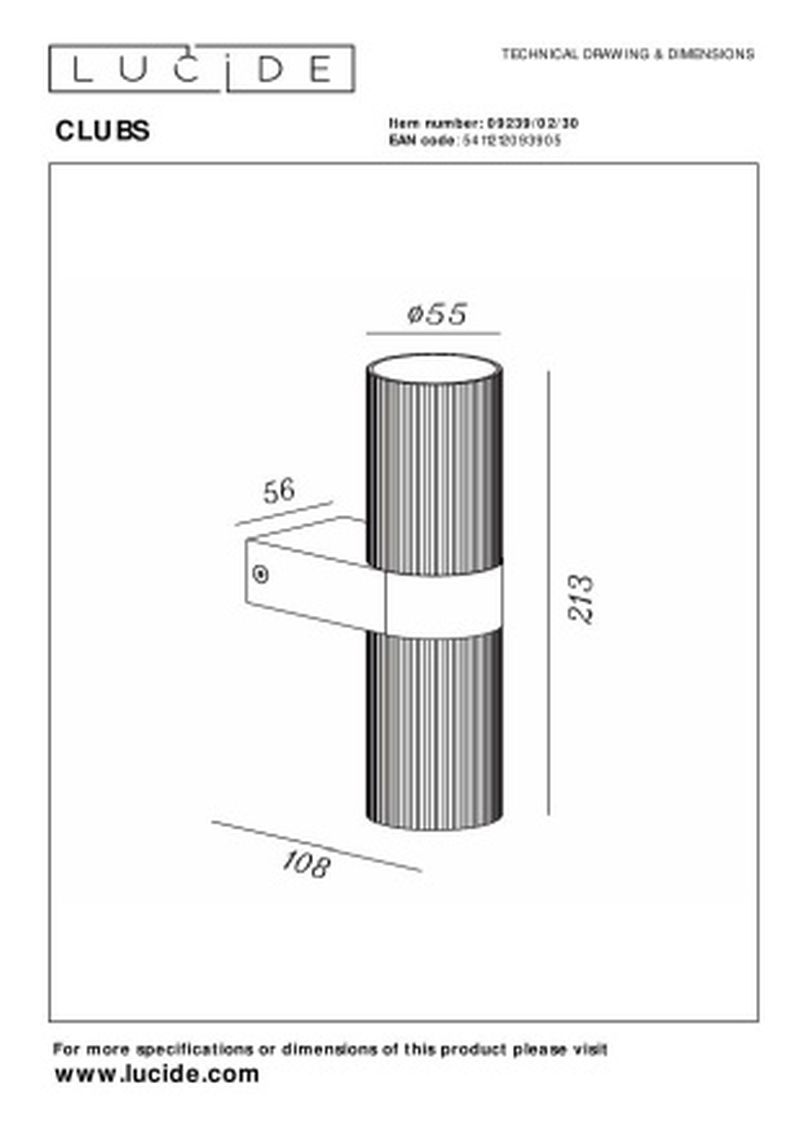 Lucide CLUBS - Nástenné bodové svietidlo / Nástenné svietidlo - 2xGU10 - Čierne